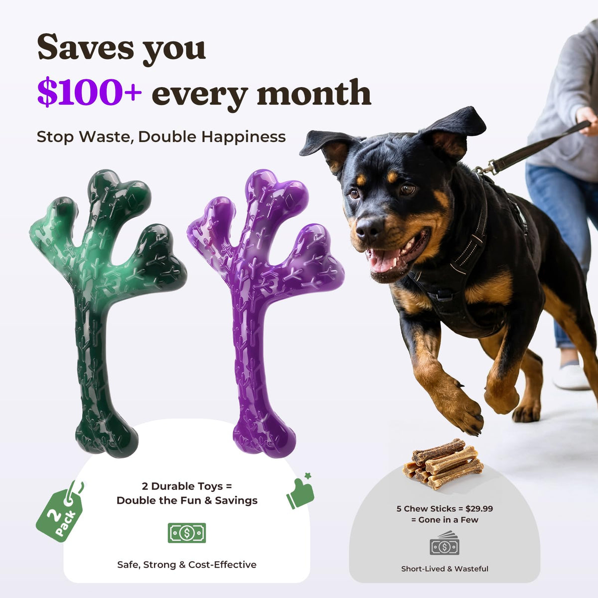 Frienhund Pet Toy in 3 Pack, Deep purple-3-Pack