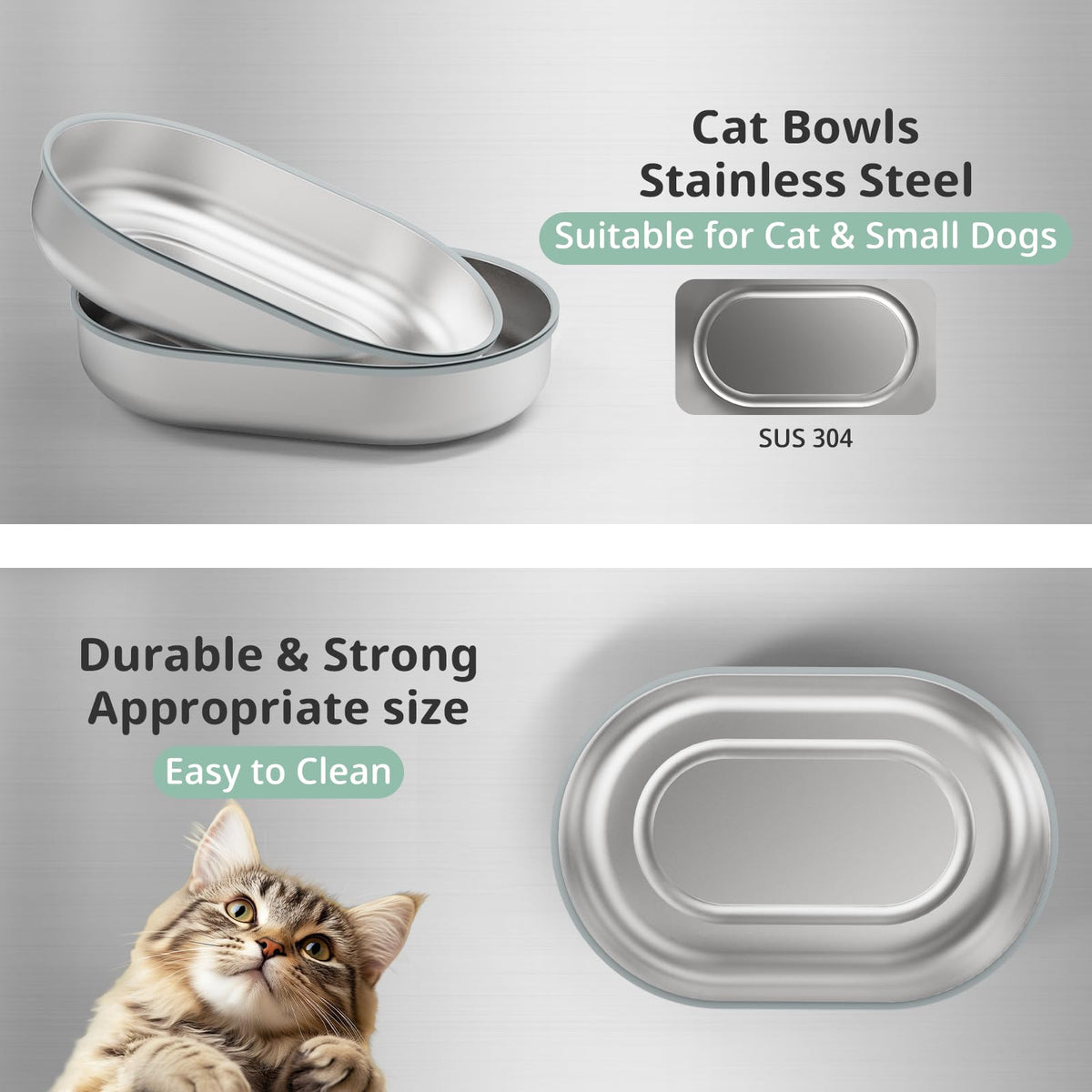 Baofum Pet Feeder in Silver Bowls