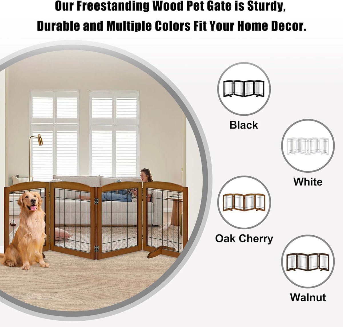 LZRS Temporary Gate in 30"Height-4 Panel, Black