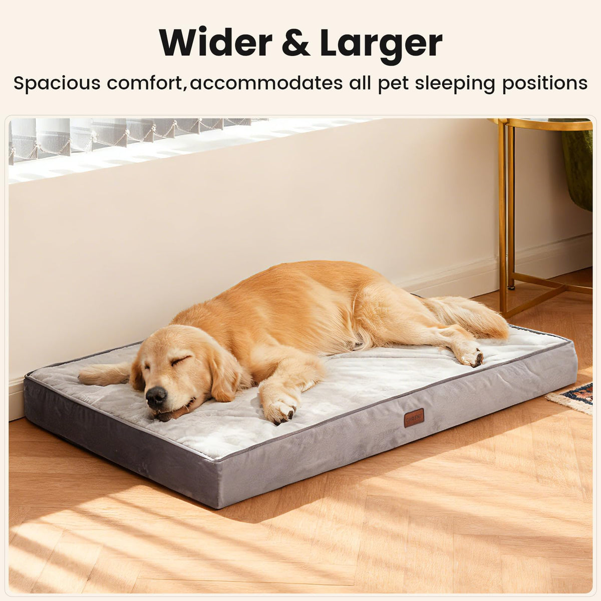 OhGeni Pet Bed Mat in 44" x 32" x 4" (For Sprawling), 01-Gray