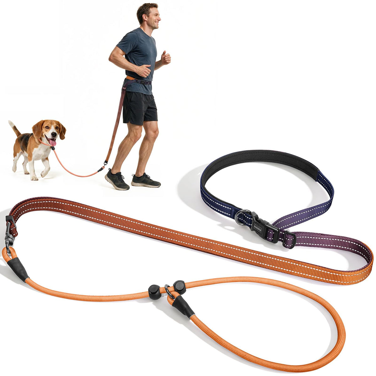 kazazoo Leash in 5.5ft to 8.5ft, Gradient Orange