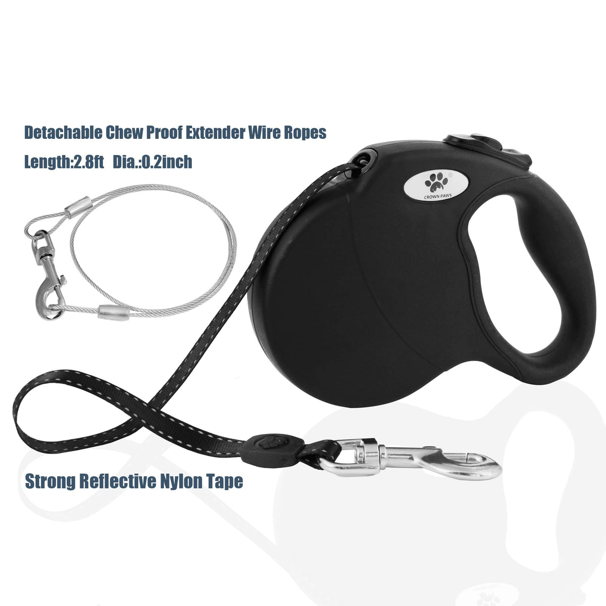 CROWN PAWS Leash in Large, Black