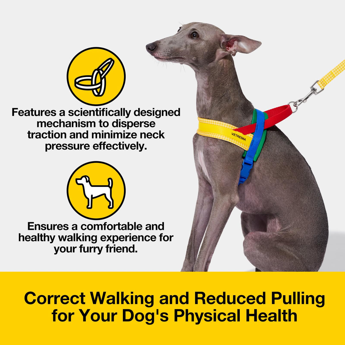 VETRESKA Animal Harness in XS(Chest: 16.9"-22"), Chroma Yellow