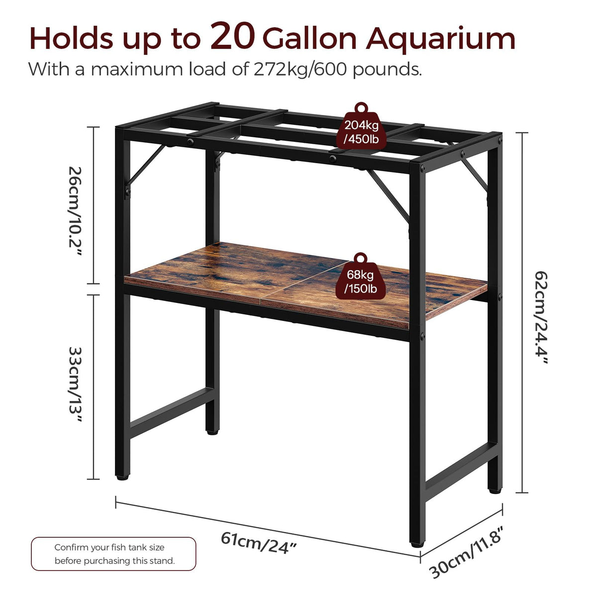 MAHANCRIS Item Stand in 20 Gallon, Rustic Brown