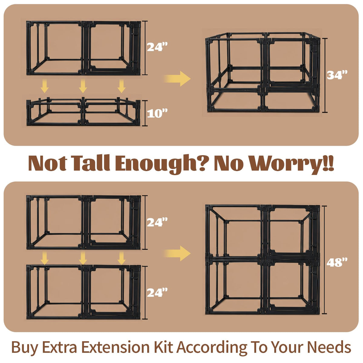EVOTAILS Pet Playpen in 10", Black