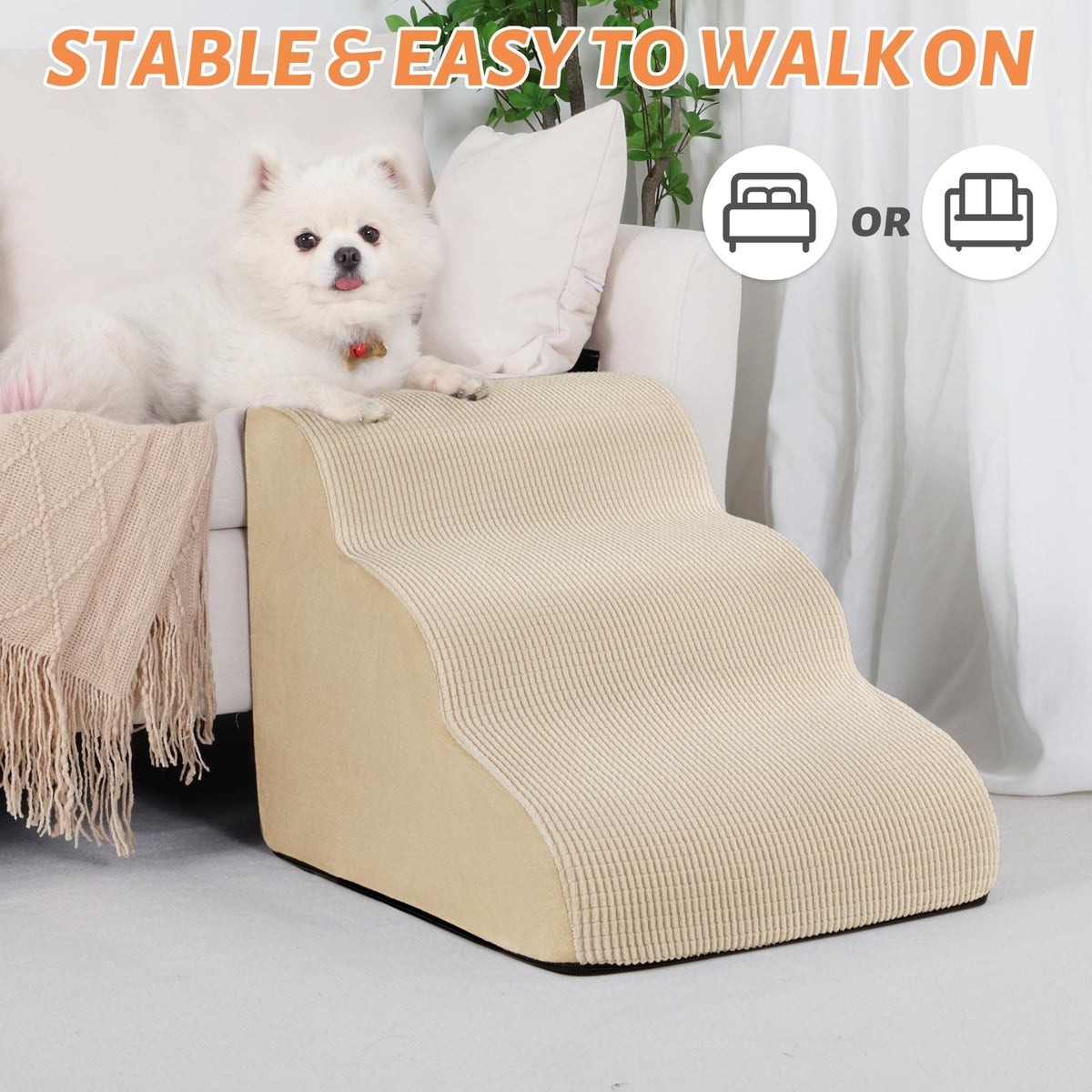 aodisman Animal Stair in Standard 3-Step 15.7"H, Beige