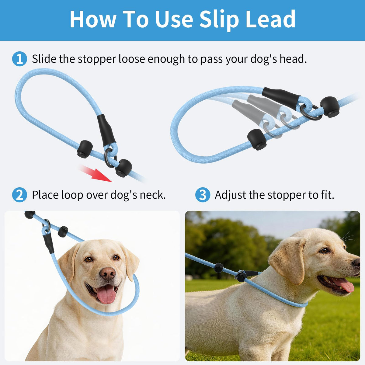 kazazoo Leash in Adjustable (5.5ft to 8.5ft), Light Blue