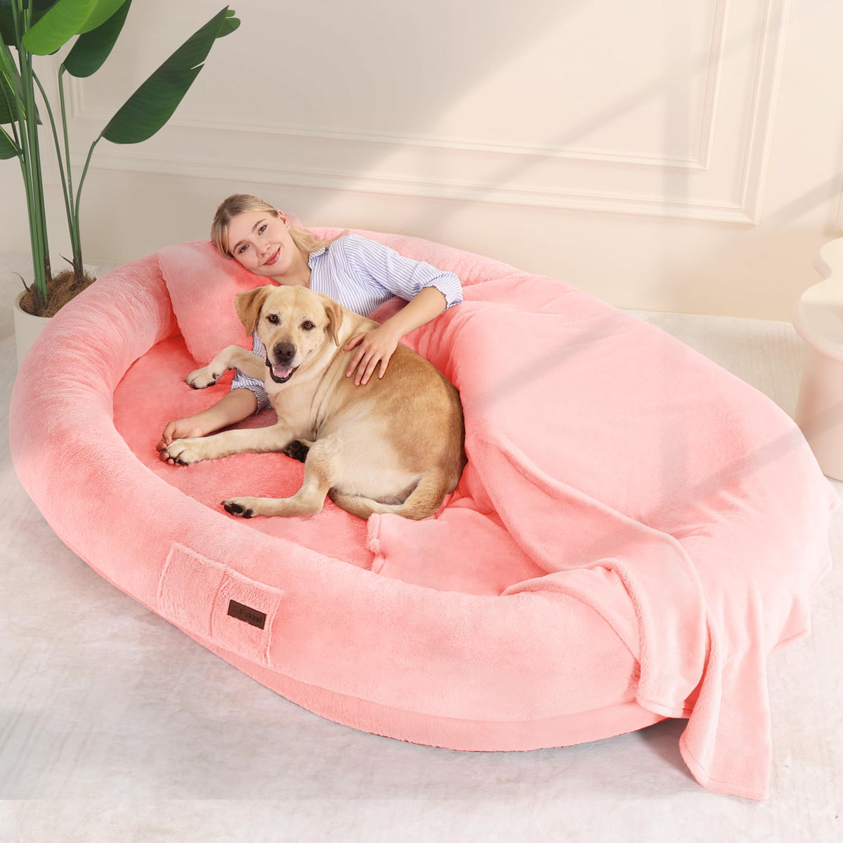 Fvkind Pet Bed Mat in 70"L×33"W×12"Th, Pink