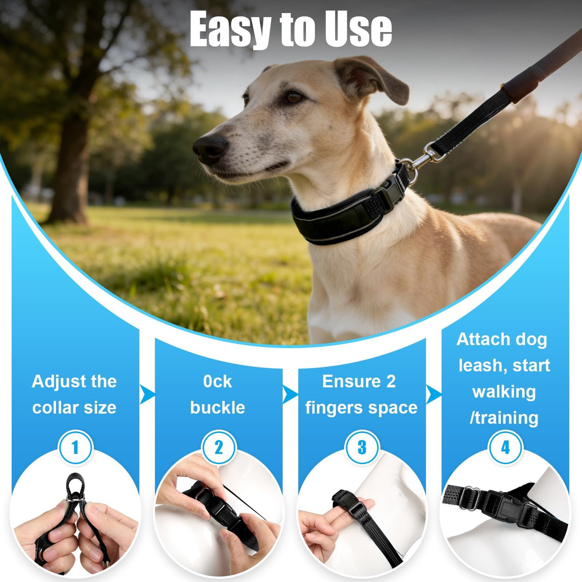 NozlaID Animal Collar in M(15"-19.5"), Black