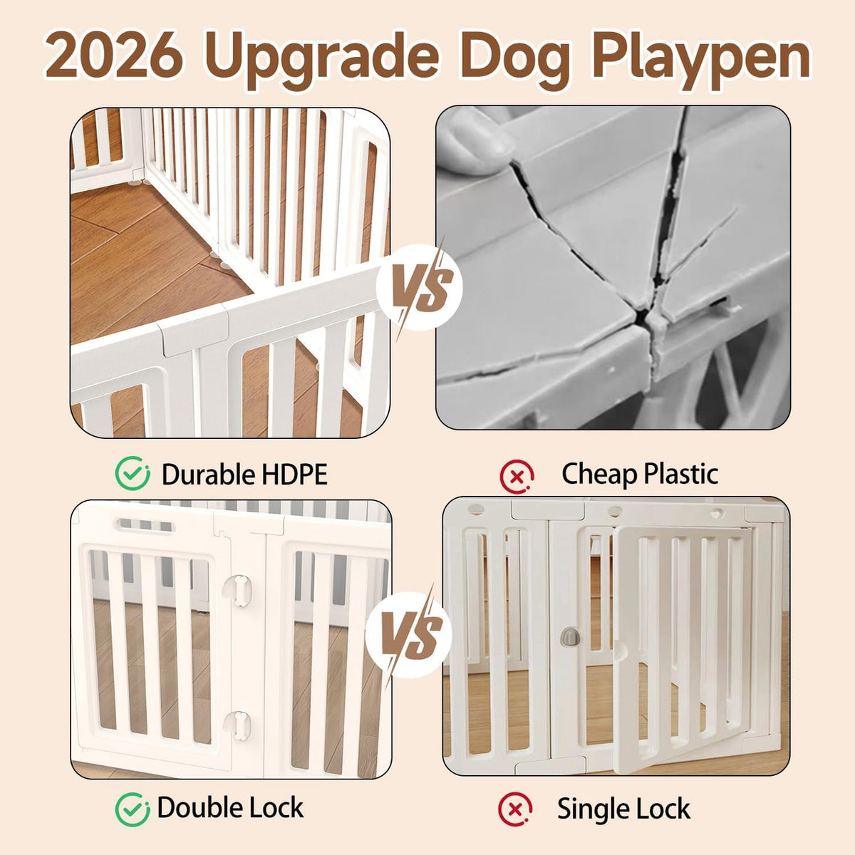 everfront Pet Playpen in 24", White