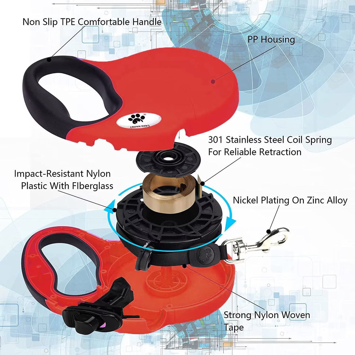 CROWN PAWS Leash in Small, Red