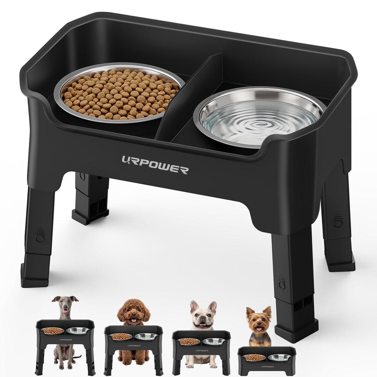URPOWER Pet Feeder in Small, Matte Black