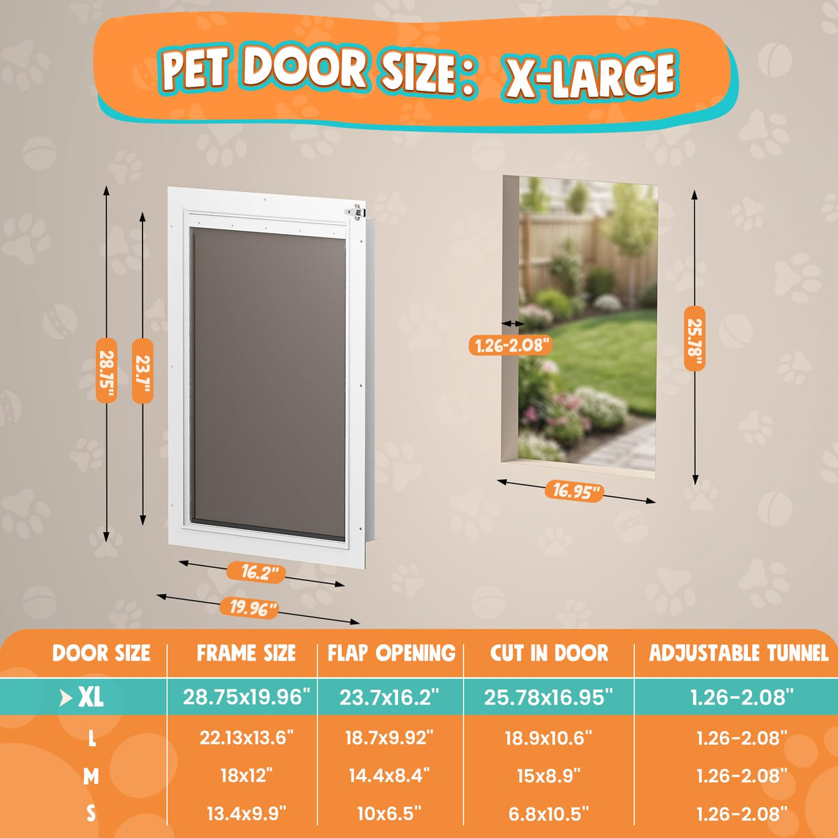 Tiylibe Pet Door in XLarge, White
