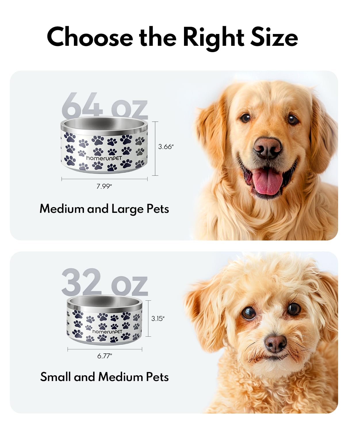 HomeRunPet Pet Feeder in 32oz, Paw Print