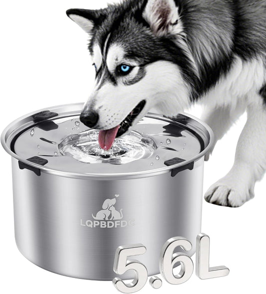 LQPBDFDC Animal Water Dispenser in 5.6L-Round, silver