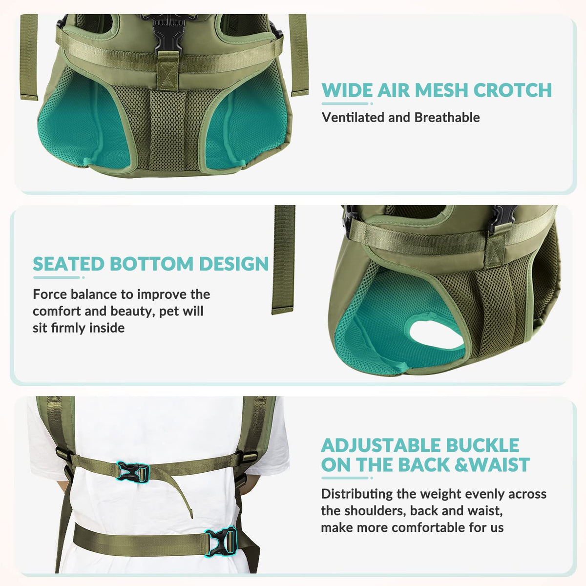 Lukovee Animal Carrier in 15.1"L x 11.7"W x 2.7"H, Green