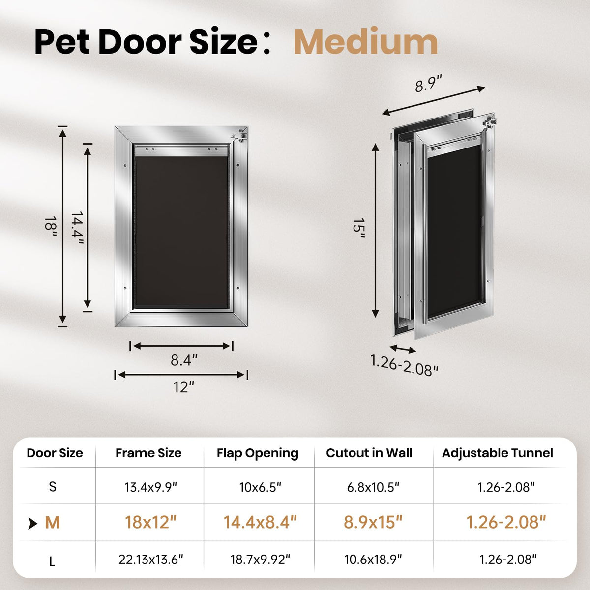 VOSOIR Pet Door in Medium, Silver