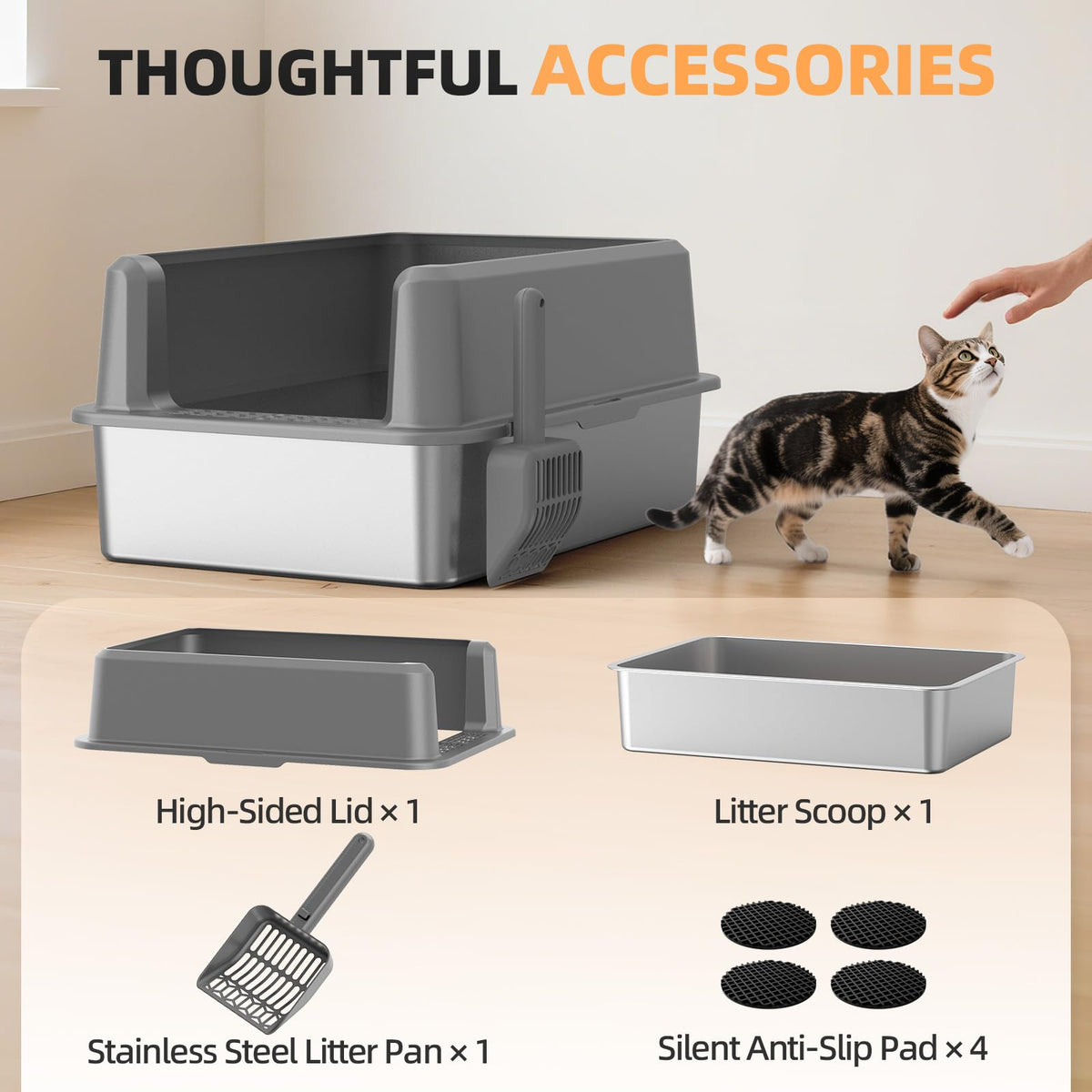 WoofiGo Litter Box in X-Large, 3 - Light Gray (Pack of 1)