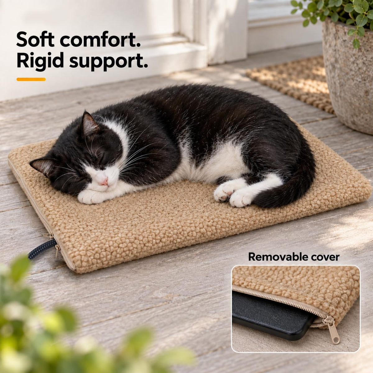 PetTemp Pet Bed Mat in M: 16" x 13", Black