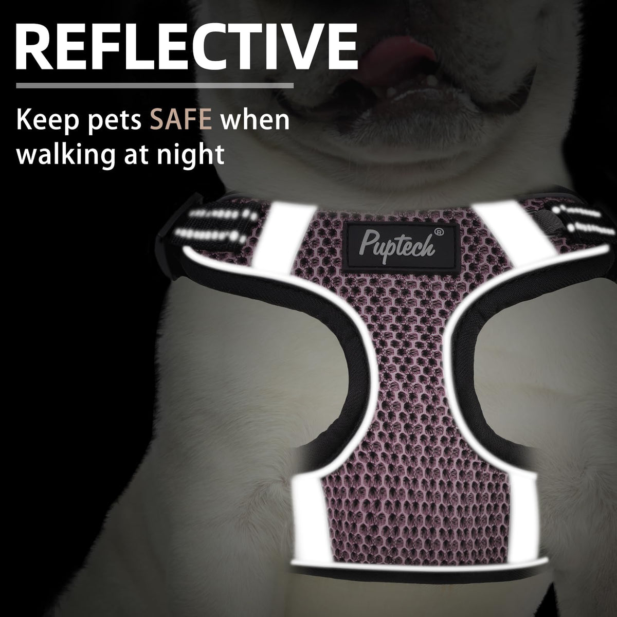 PUPTECK Animal Harness in S (13-17lbs, Chest 15"-18"), #1 LightPink(Breathable Mesh)