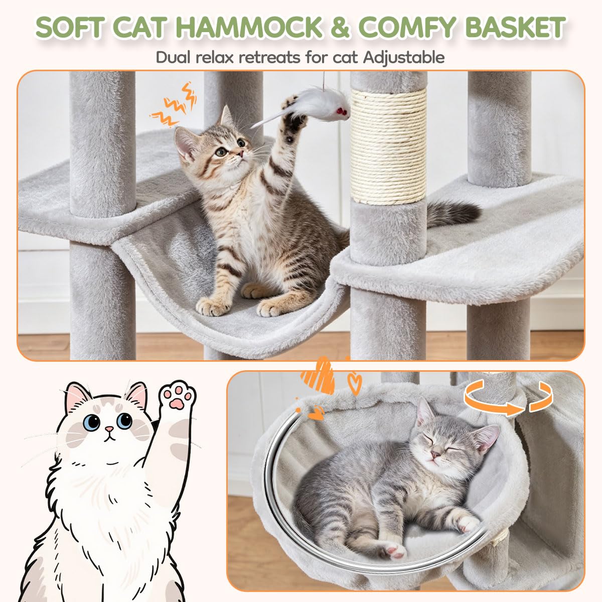 Taoqimiao Pet Activity Structure in 79 inch, Light Gray