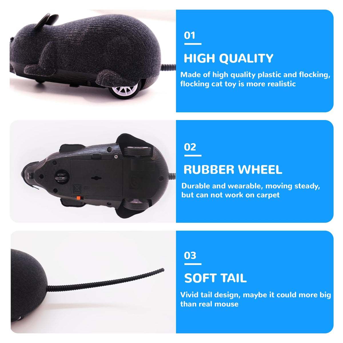 Pixibond Pet Toy in 15 x 9 x 7cm/5.9 x 3.5 x 2.8inch, Black