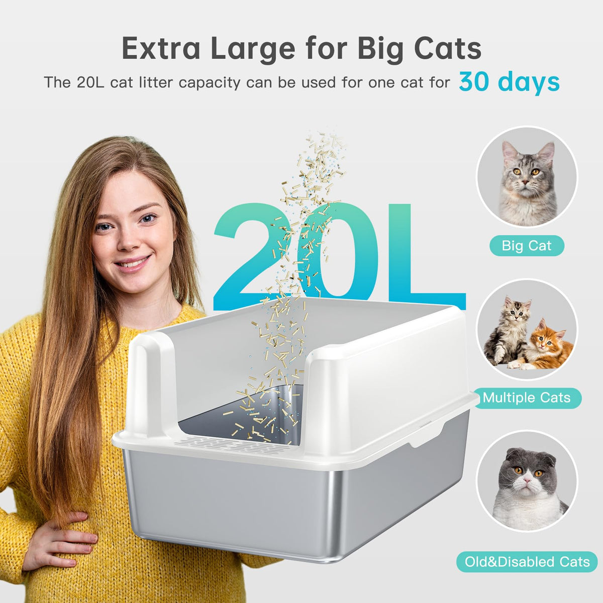 WoofiGo Litter Box in X-Large, 4 - White (Pack of 1)