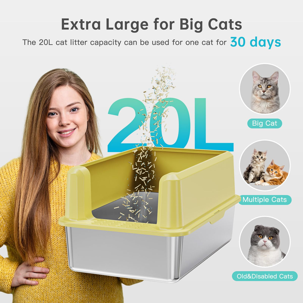 WoofiGo Litter Box in X-Large, 21 - Yellow (Pack of 1)