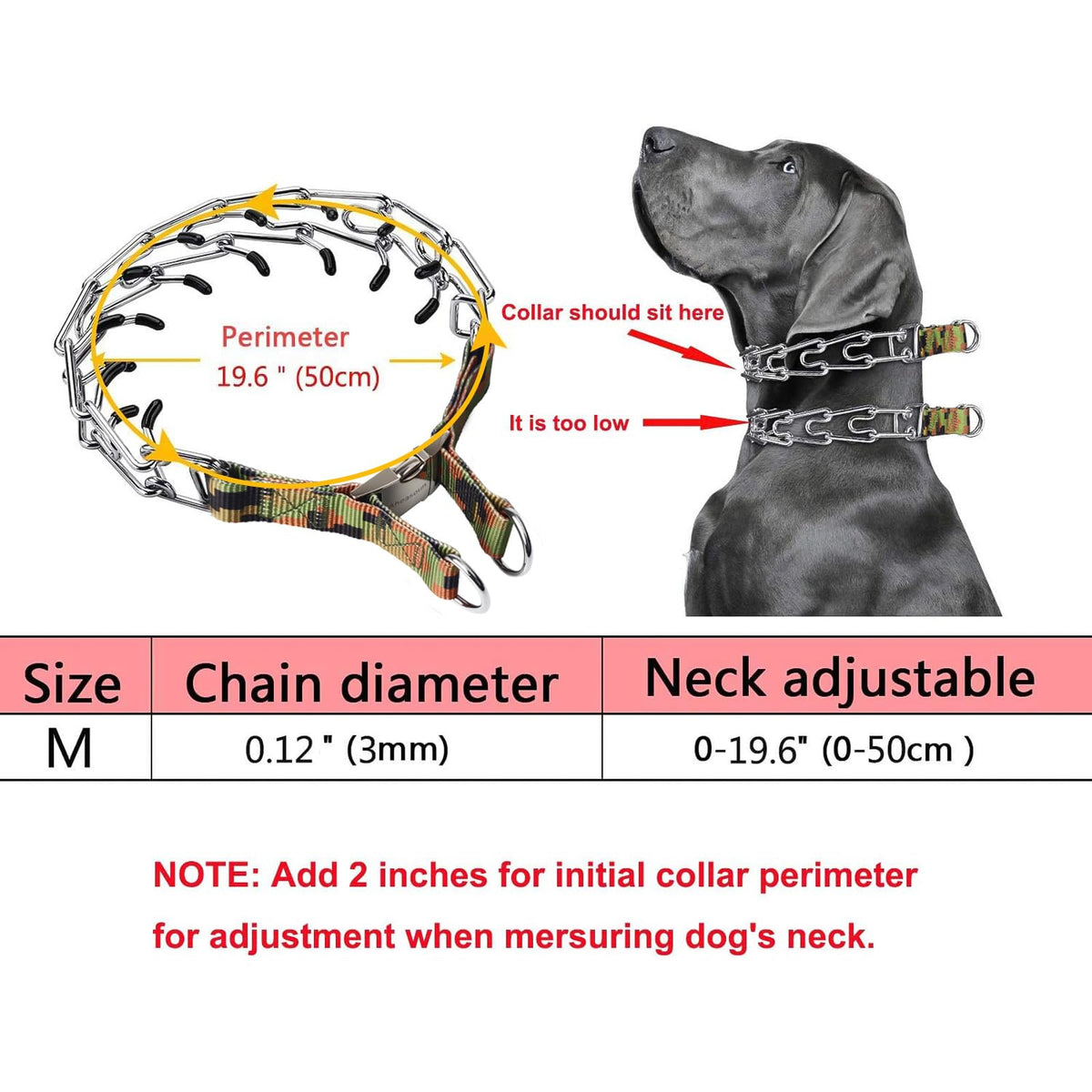Aheasoun Animal Collar in M, 3mm,19.6-In, with Buckle