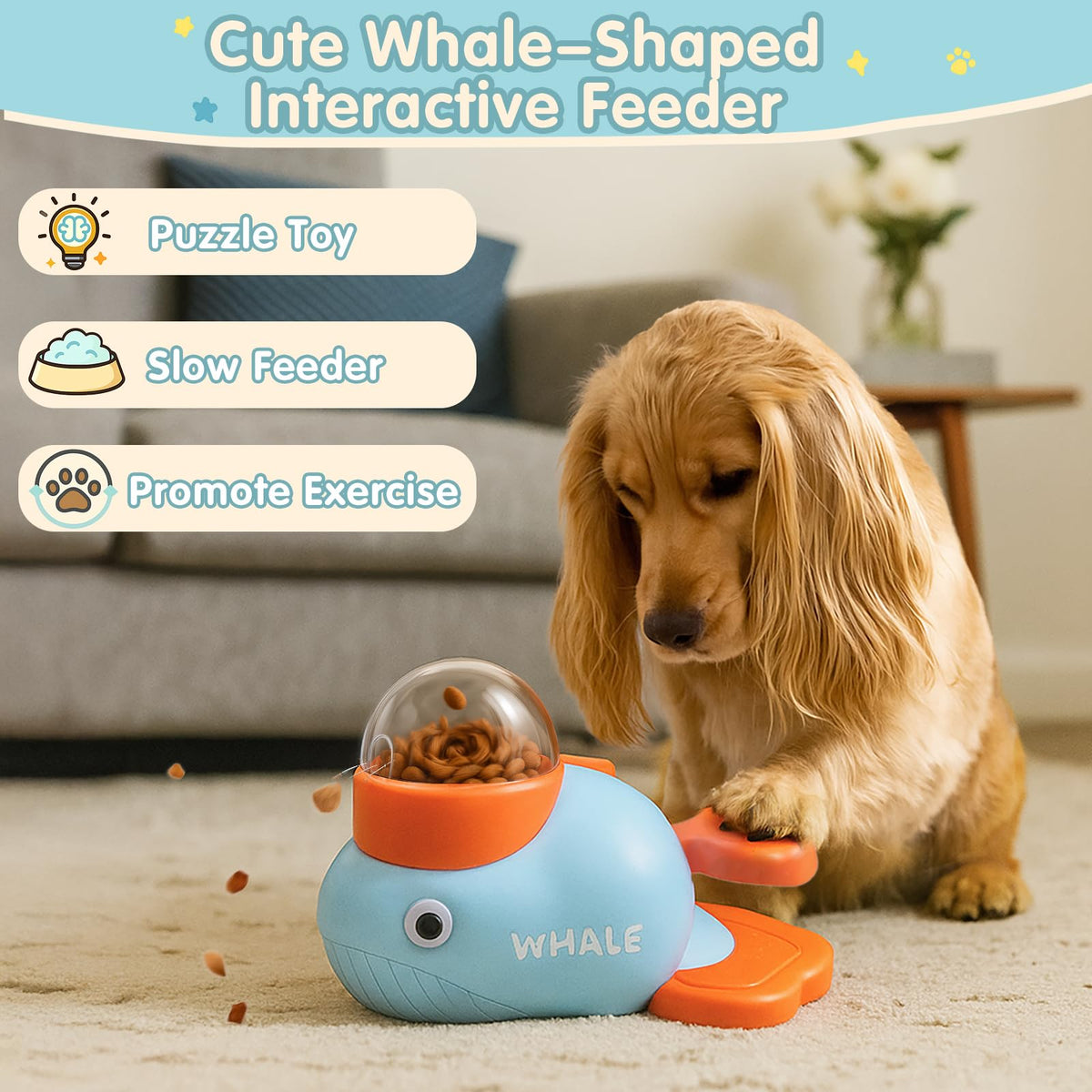 Star&Mi Pet Feeder in Whale-Blue