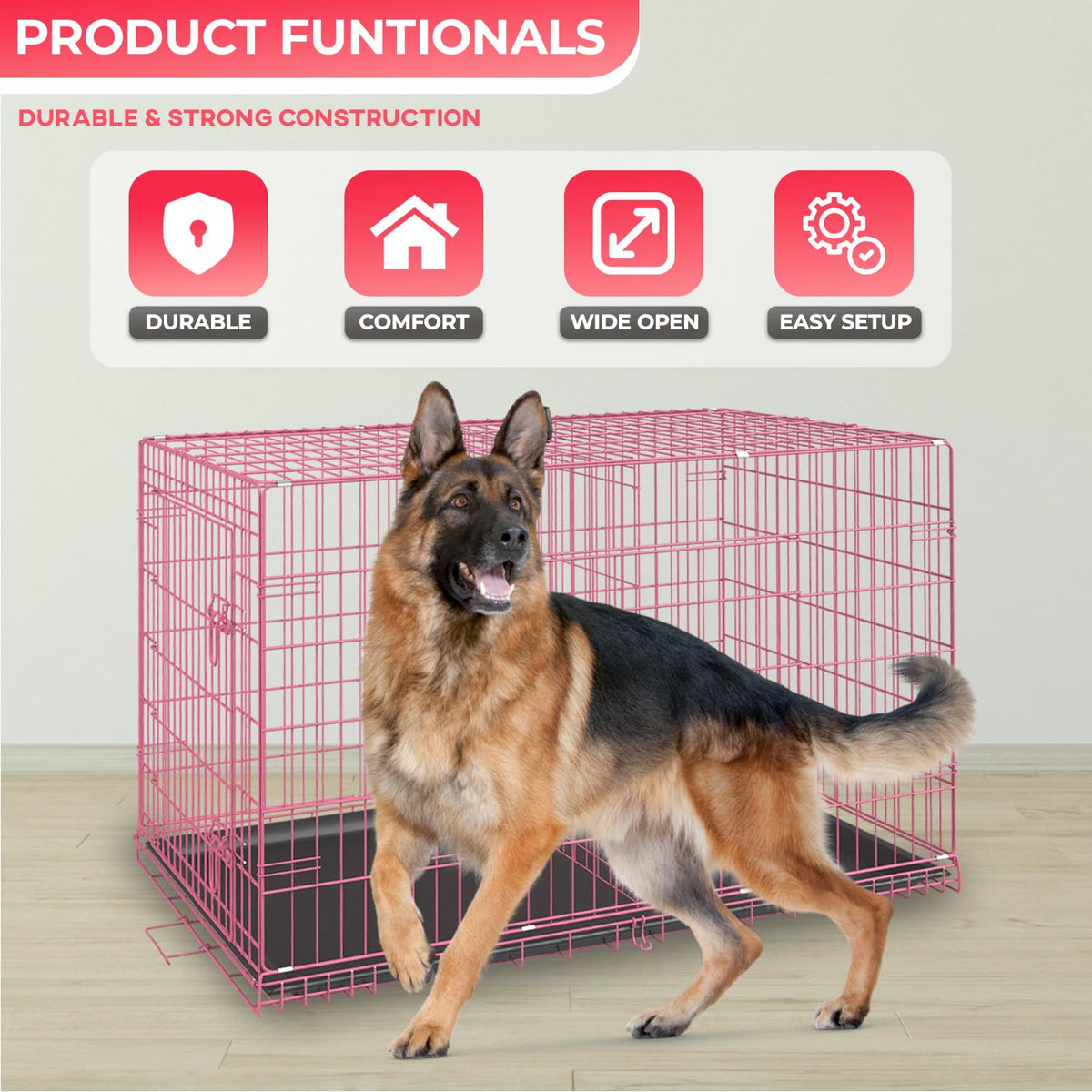 FDW Animal Cage in 42.0"L x 26.0"W x 28.0"H, Pink