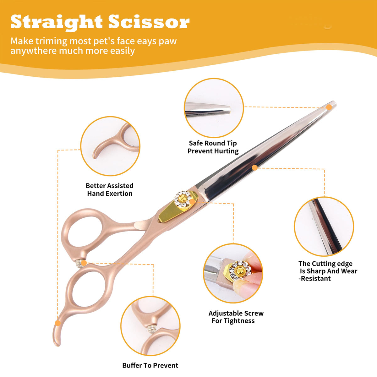 hyzrqwyw Scissors in 4 pieces - Professional Kit, Rose Gold