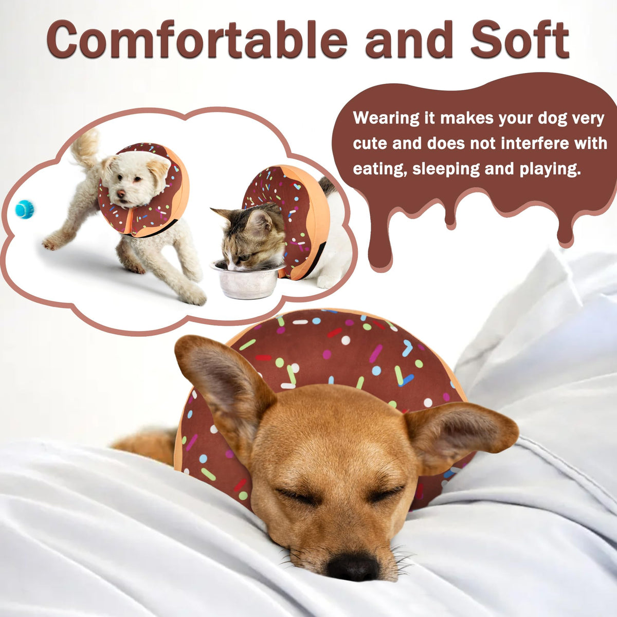 Cneo Animal Recovery Collar Cone in S（neck 4"-7"）, Brown