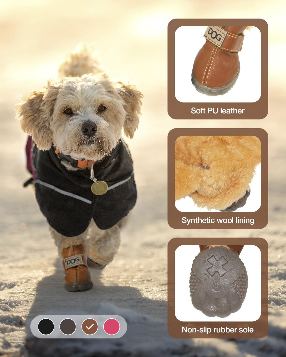 WINSOON Paw Hoof Protector in Size 1, Light Brown