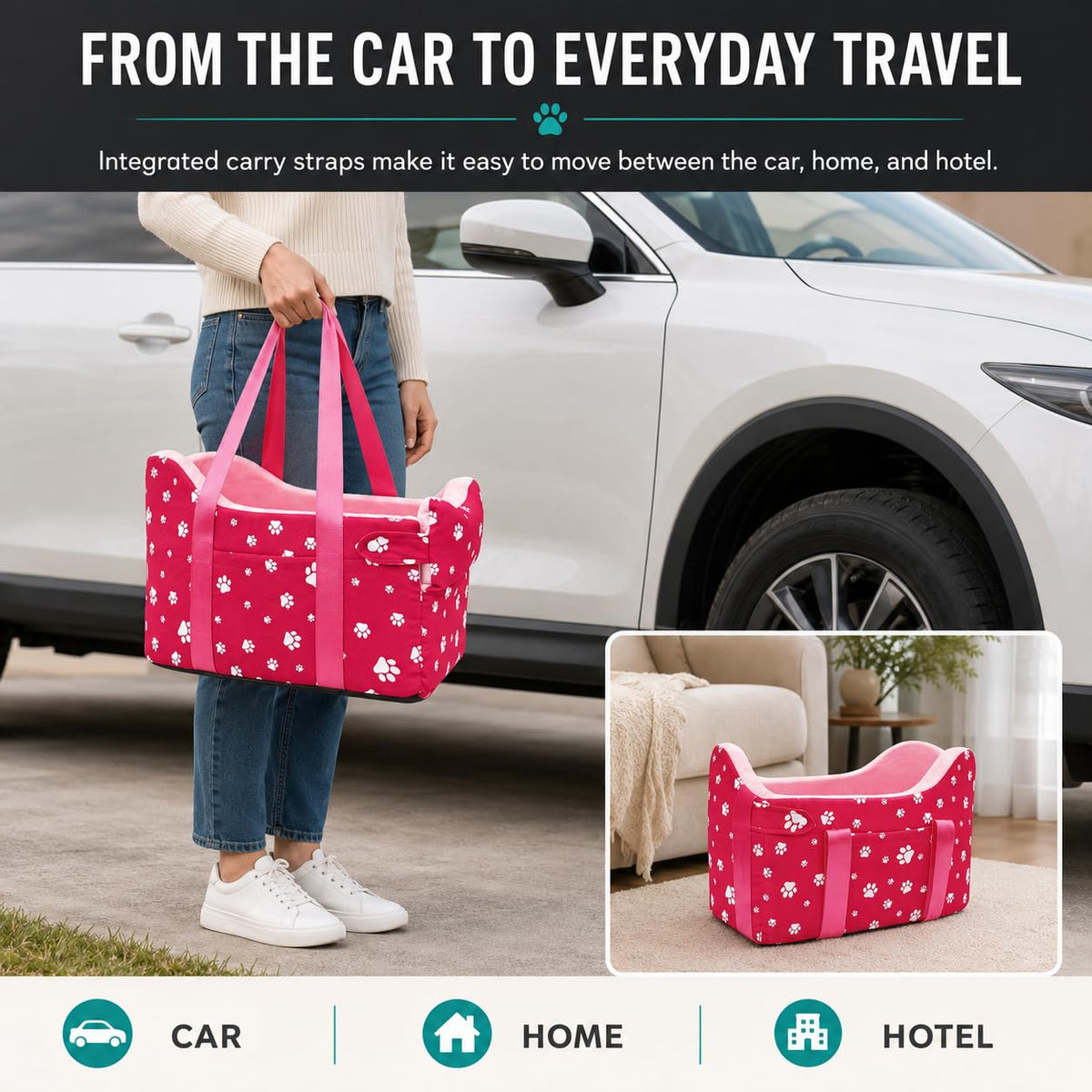 Cullaby Pet Seat in Small, Rose Red