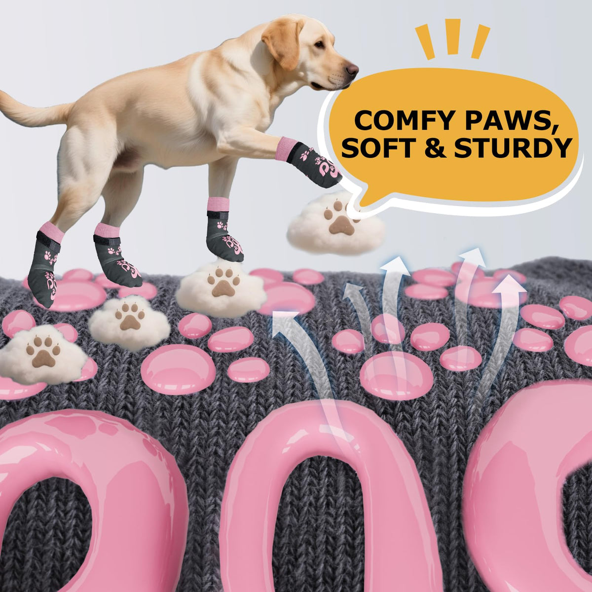 ROUWINNE Paw Hoof Protector in XS(Pack of 4), Dark Grey and Pink