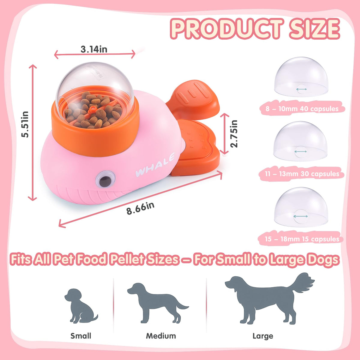 Star&Mi Pet Feeder in Whale-Pink
