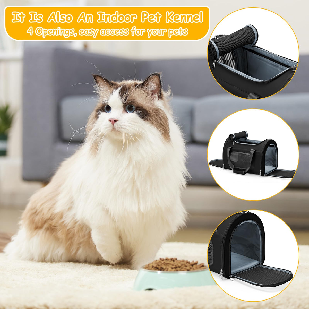 WEPLAN Animal Carrier in 17.9"L x 11.8"W x 12.9"H, Black