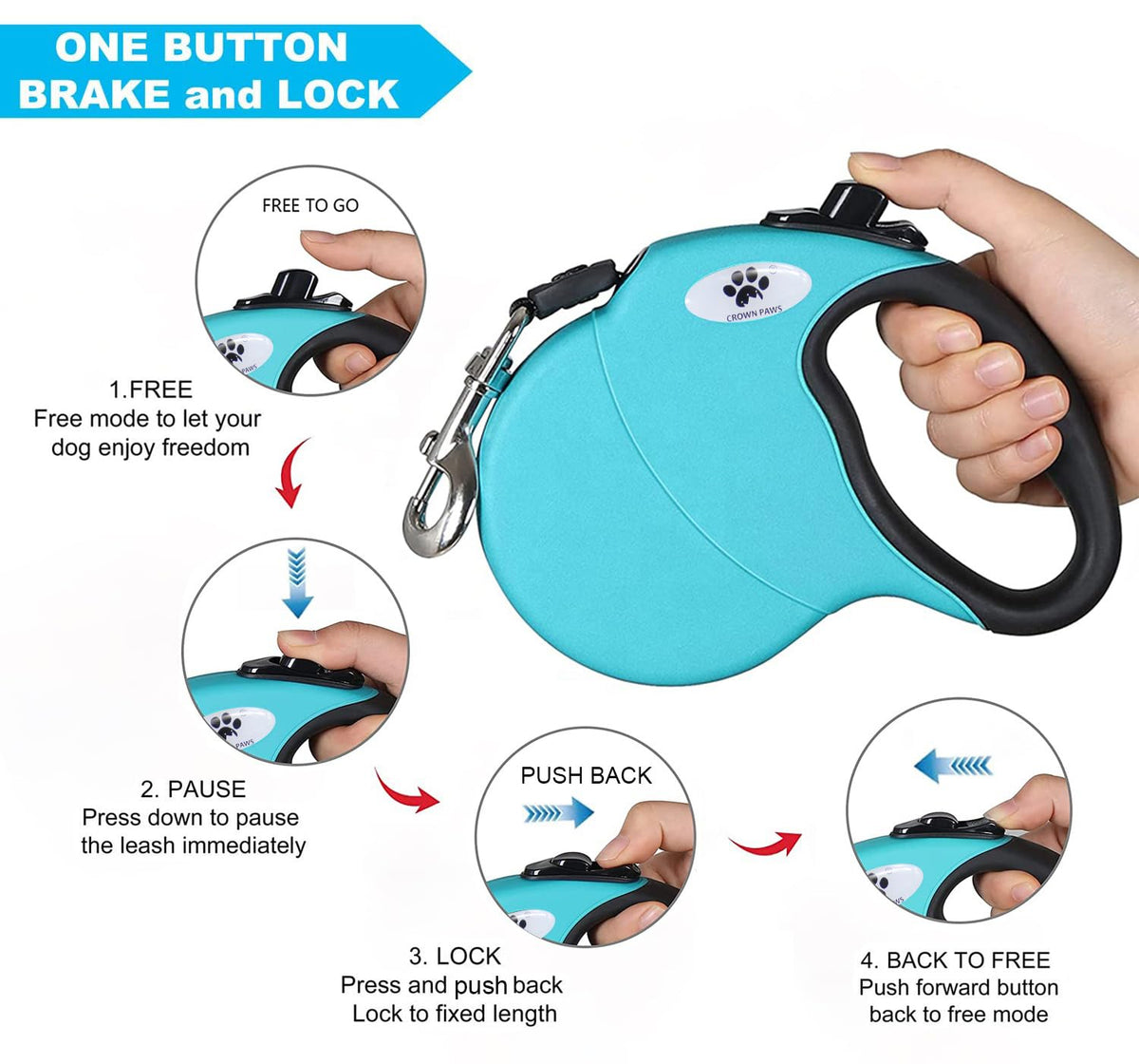 CROWN PAWS Leash in Small, Blue