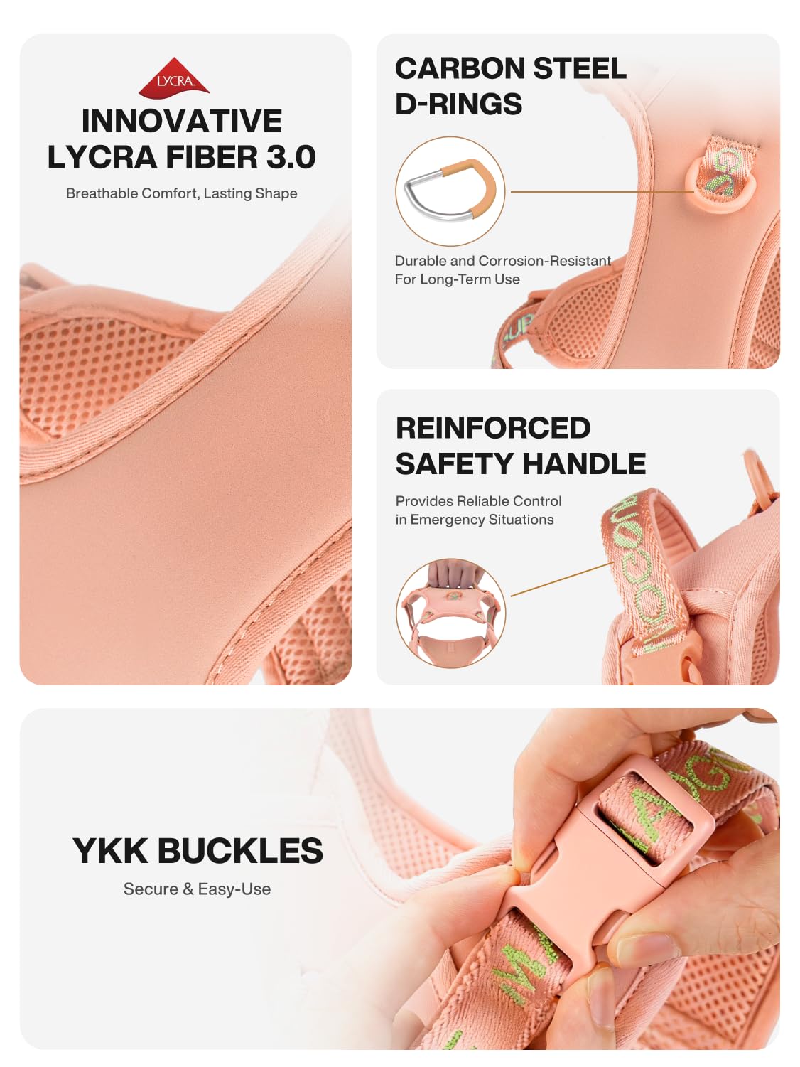 Maogoublue Animal Harness in S(Neck:11.8-17.7",Chest:17.7-21.6"), Dune Beige