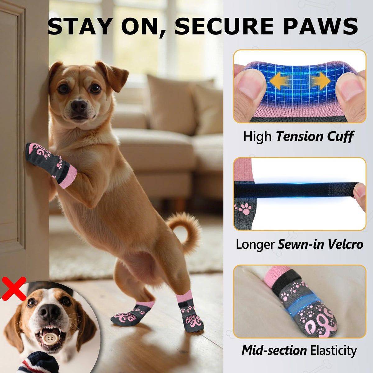 ROUWINNE Paw Hoof Protector in XS(Pack of 4), Dark Grey and Pink