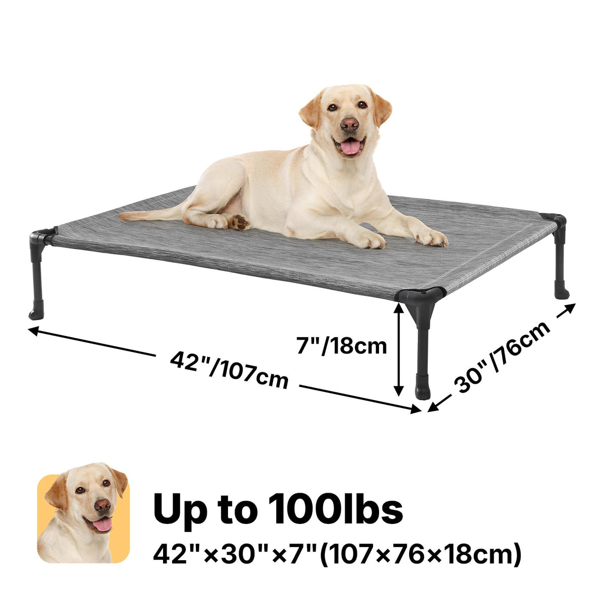 Veehoo Pet Bed Mat in 42.0"L x 30.0"W x 7.0"Th, Black Silver