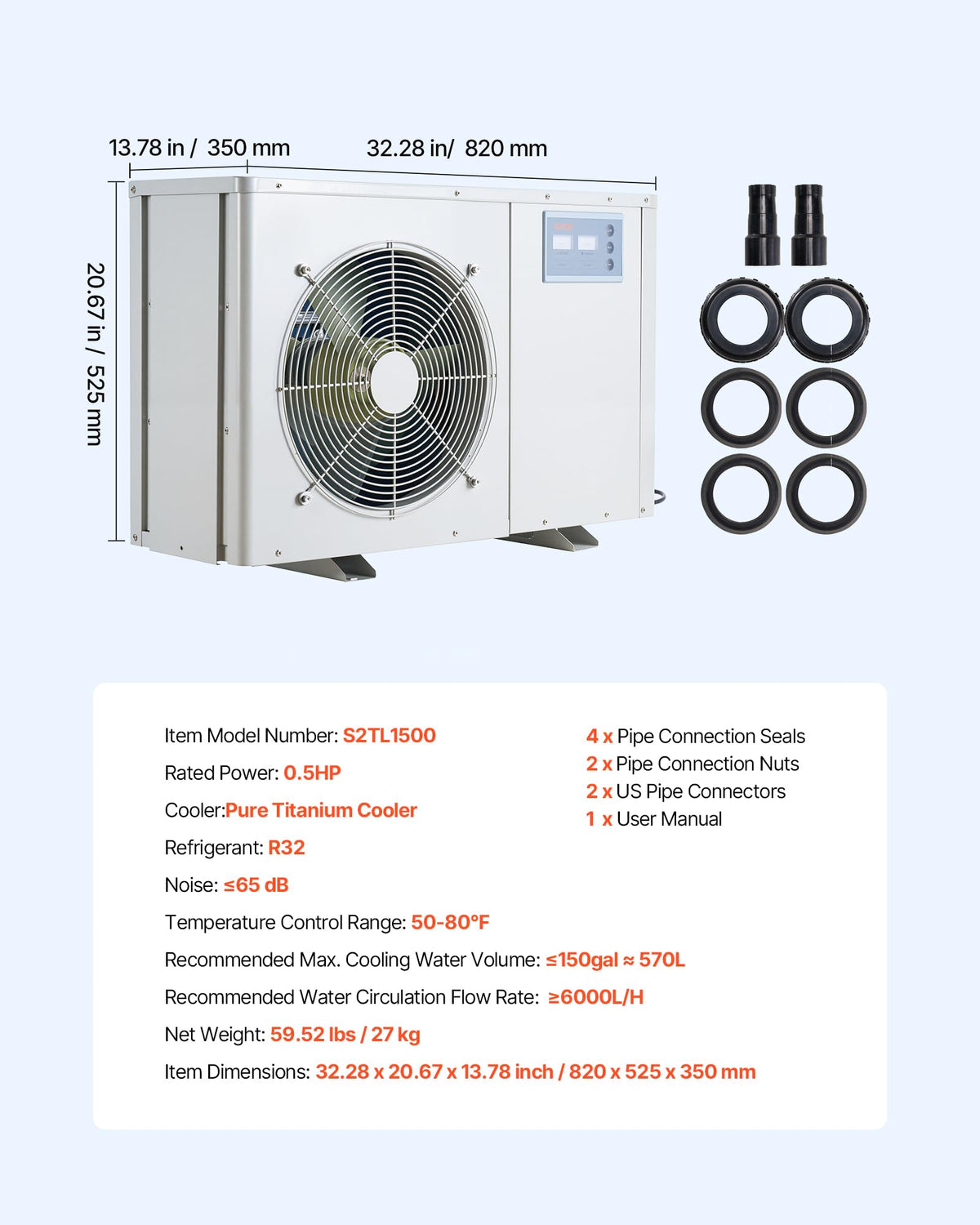 VEVOR Pet Supplies in 0.5HP, White