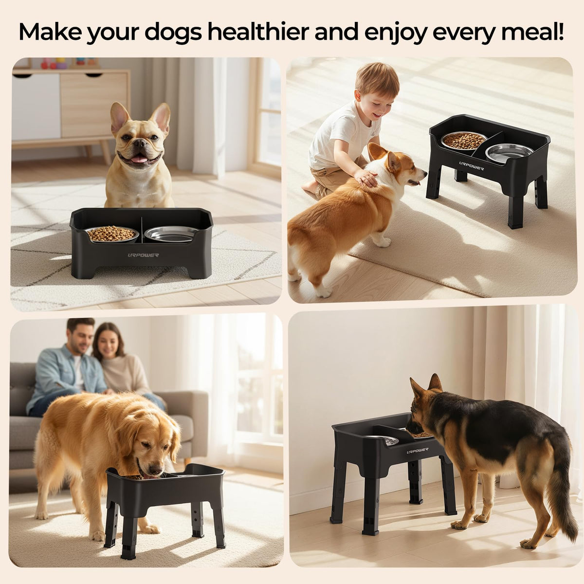 URPOWER Pet Feeder in Medium, Black