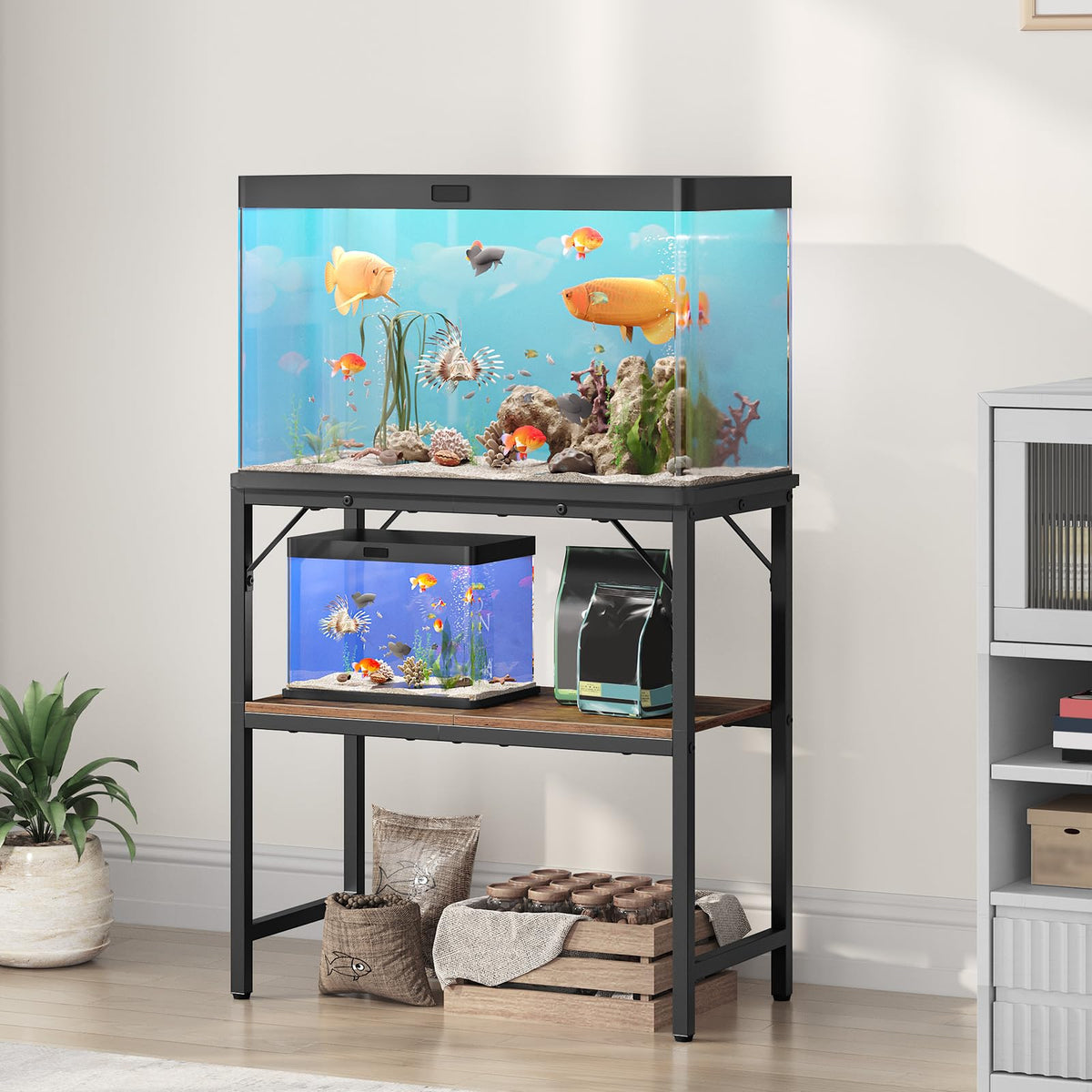MAHANCRIS Item Stand in 20 Gallon, Rustic Brown