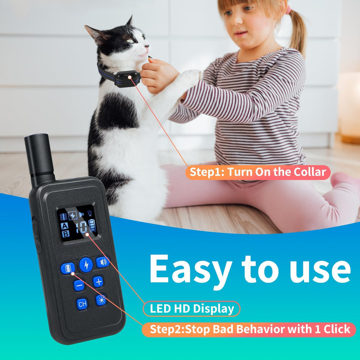 FASHILEAD Animal Collar in 1.578/0.86/0.78in, Black