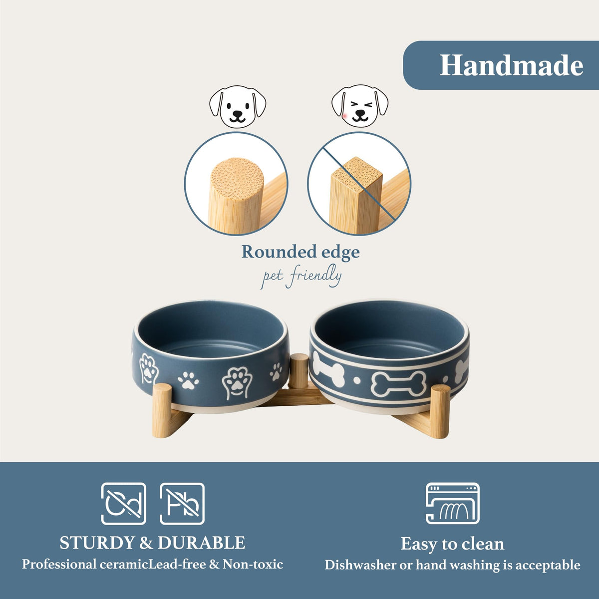 Dafuceramic Pet Feeder in S-1.5 Cups, Blue