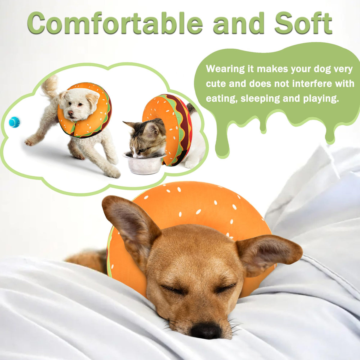 Cneo Animal Recovery Collar Cone in S（neck 4"-7"）, Hamburger