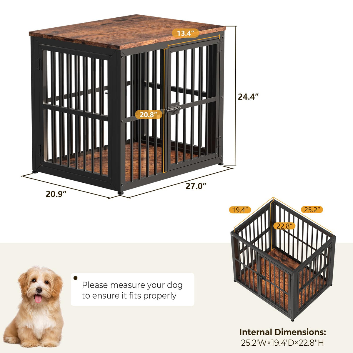 Lyromix Animal Cage in 26.9"L x 20.9"W x 24.0"H, Brown