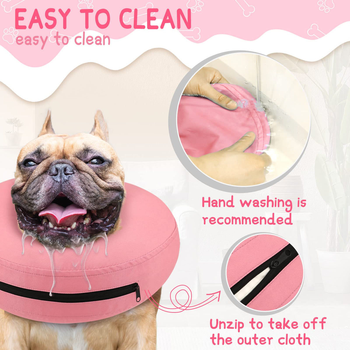 Supet Animal Recovery Collar Cone in XS(Neck 4"-7"), Solid Pink